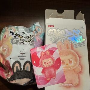 Authentic Pop Mart Big Into Energy Labubu Plush Pendant Love -Red